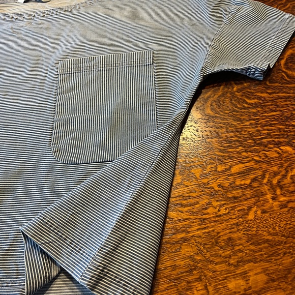 Zara Basic Z1975 Denim Stripe Dolman Sleeve Short Sleeve Shirt Women’s Large EUC - Picture 10 of 11